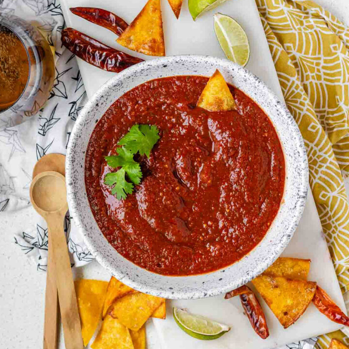 Salsa in a bowl.
