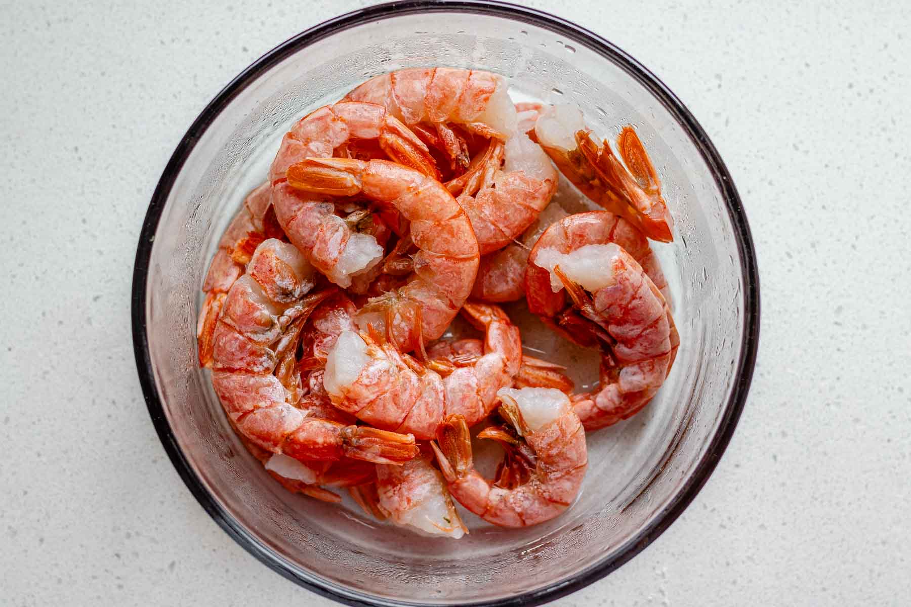 Argentinian pink shrimp in a bowl.