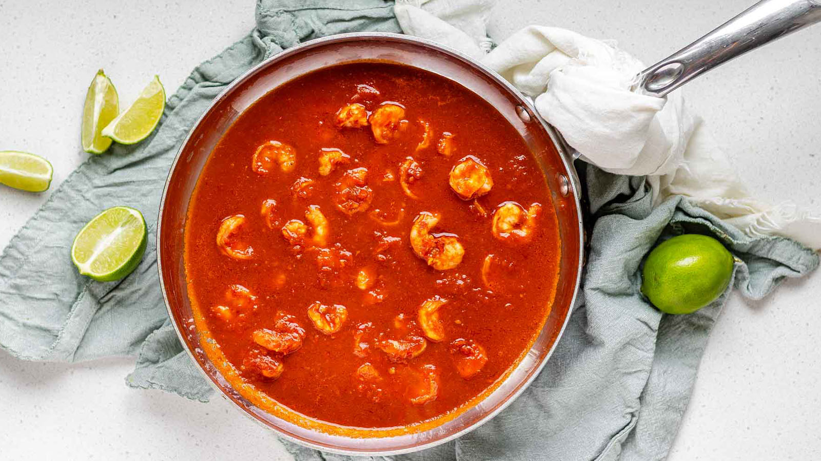 Shrimp in red sauce.