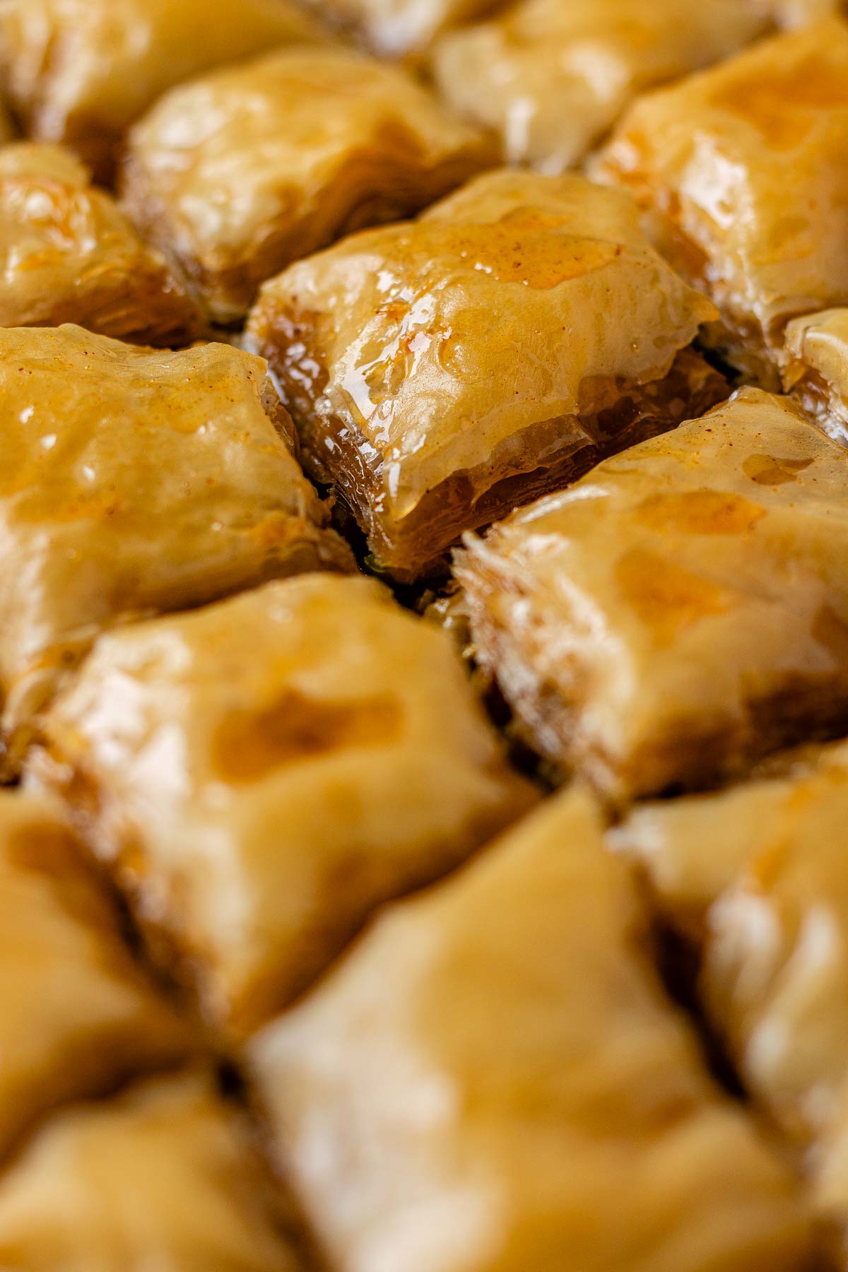 A baking dish of diamond-cut flaky pastry.