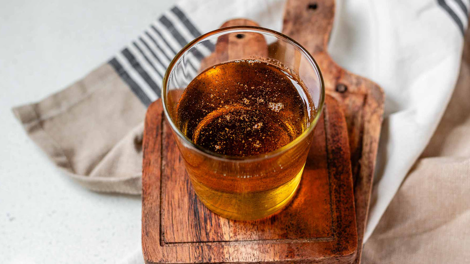 Vanilla bean syrup in a glass.